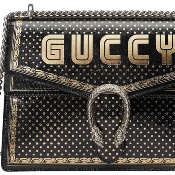 Gucci Dionysus Sega Moon Stars Shoulder Bag in Black with hand painted gold leaf - Picture 4 of 16